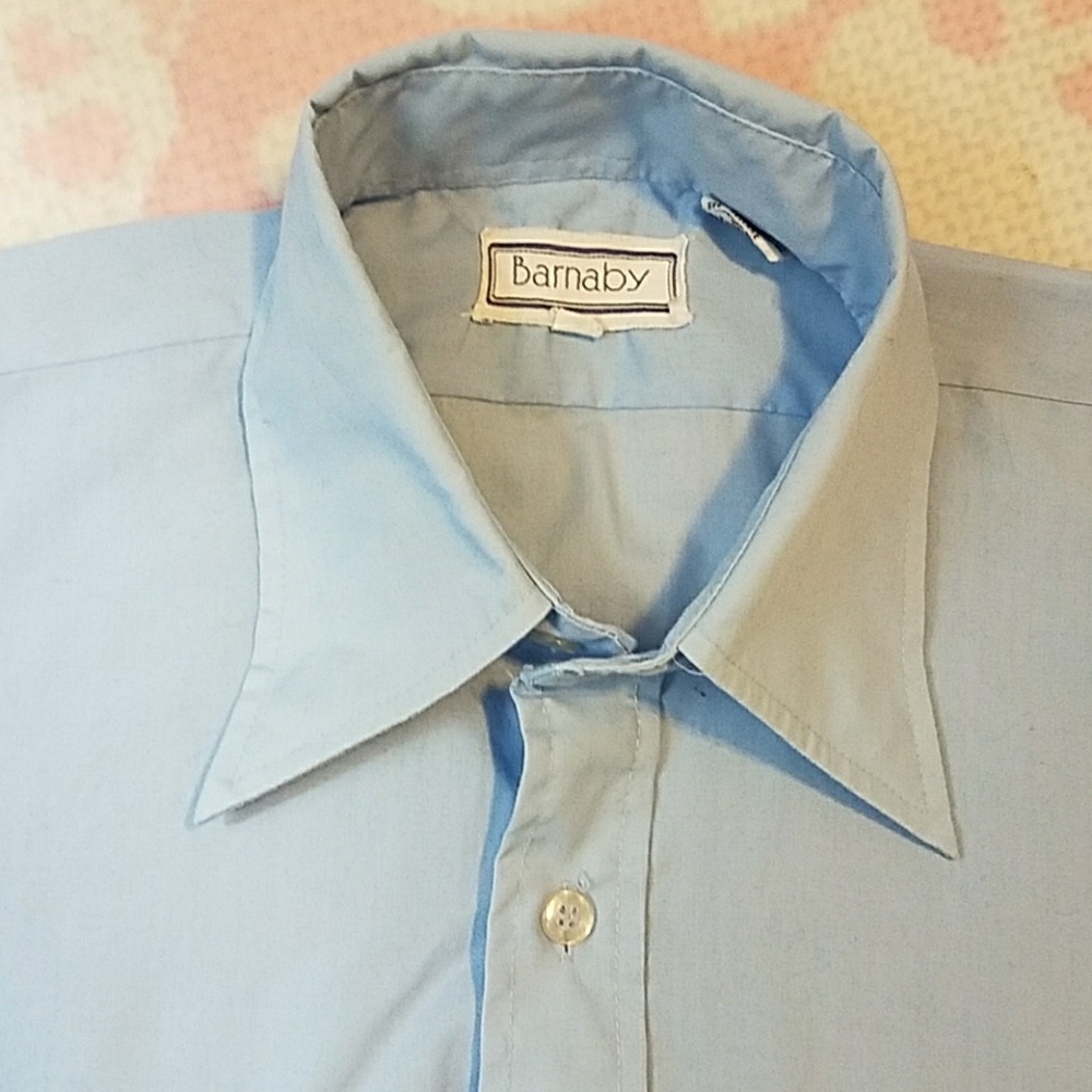 Men's light blue button-up dress shirt